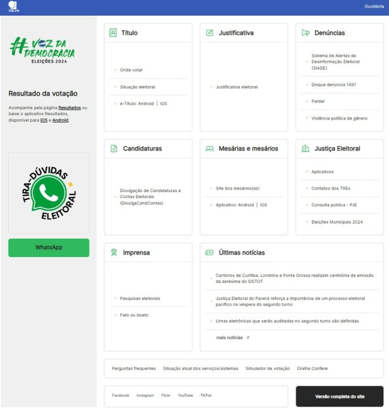 TRE-PR modifica site para atender eleitores hoje